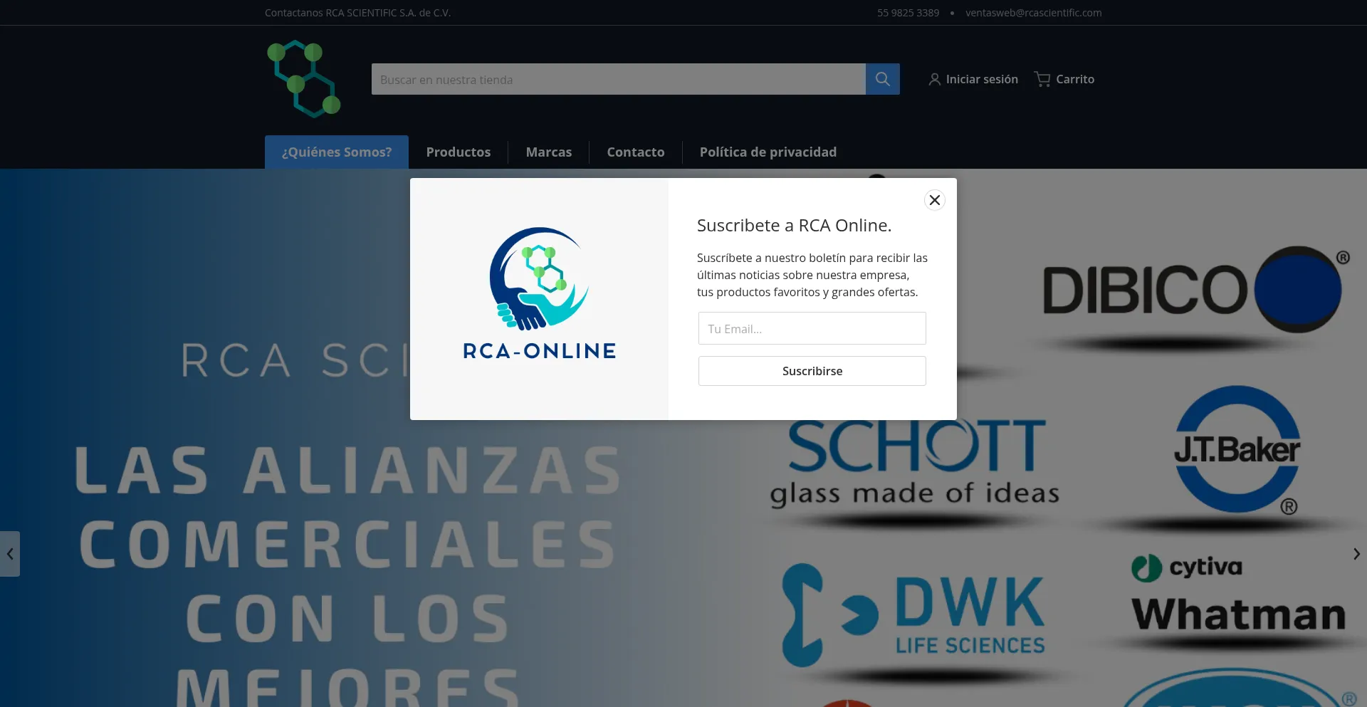Website screenshot of Rcascientific.mx