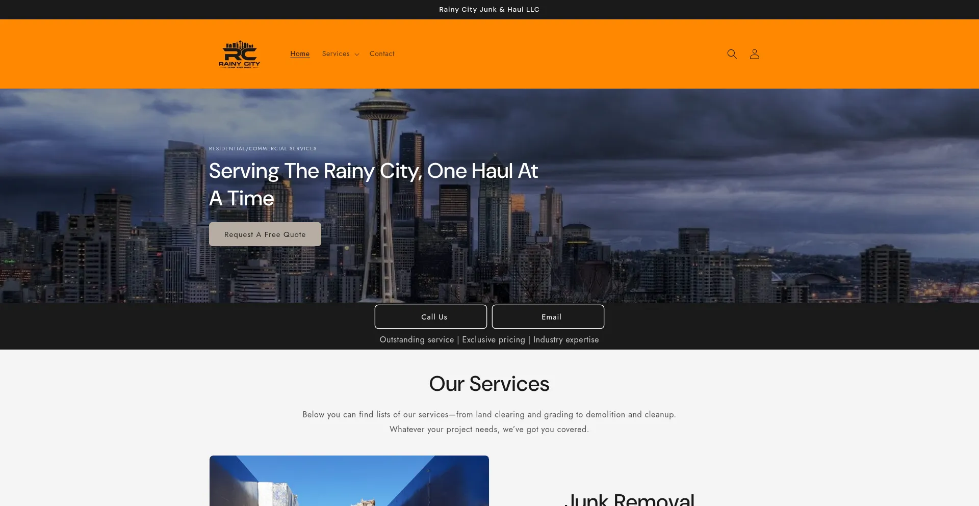 Website screenshot of Rcjunkandhaul.com