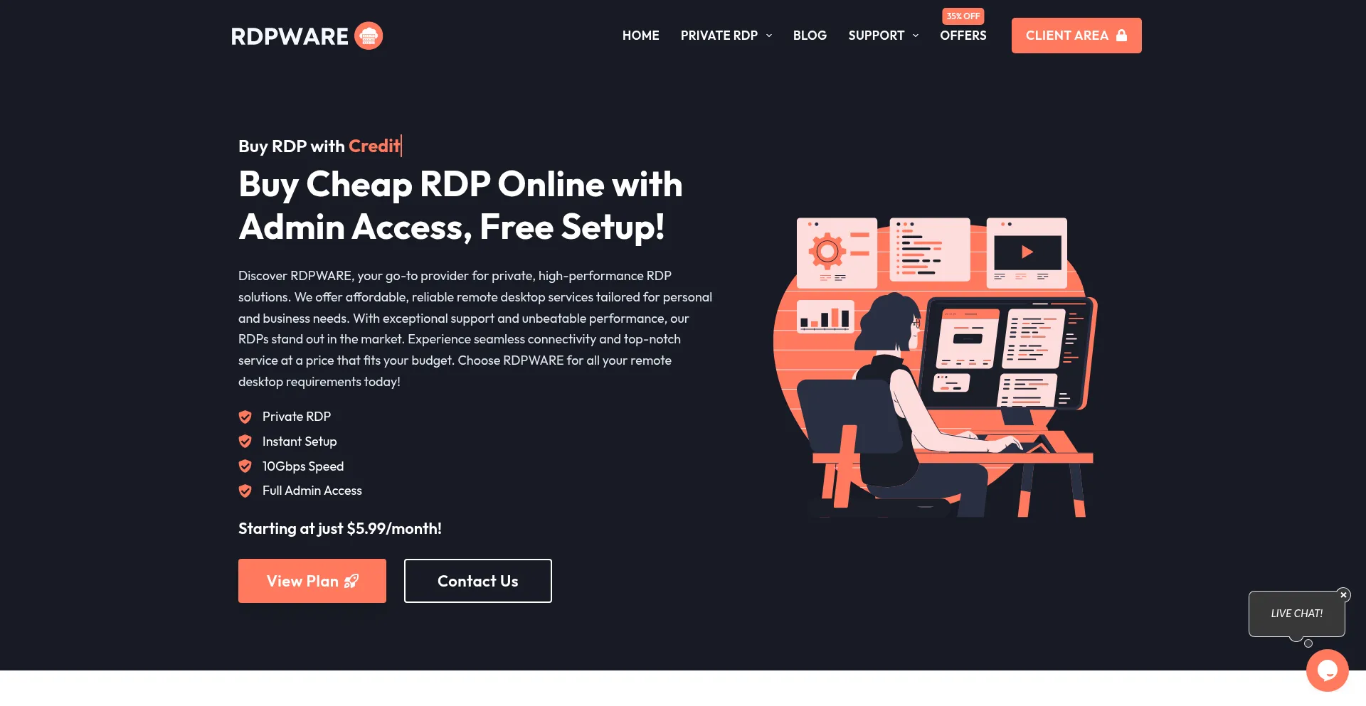 Website screenshot of Rdpware.com