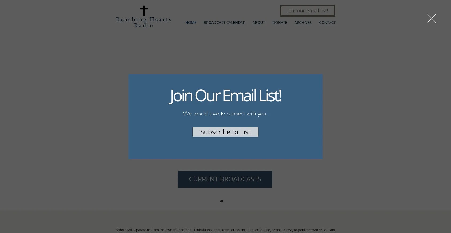 Website screenshot of Reachingyourheart.com