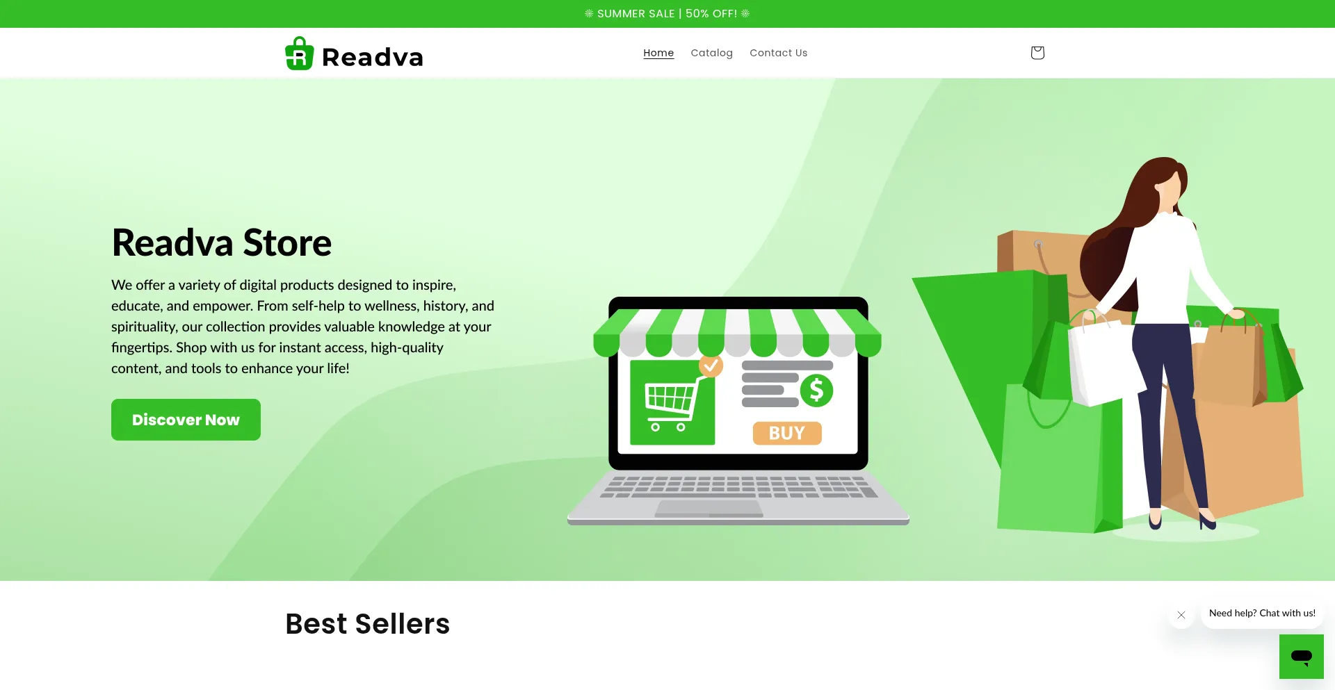 Website screenshot of Readva.com