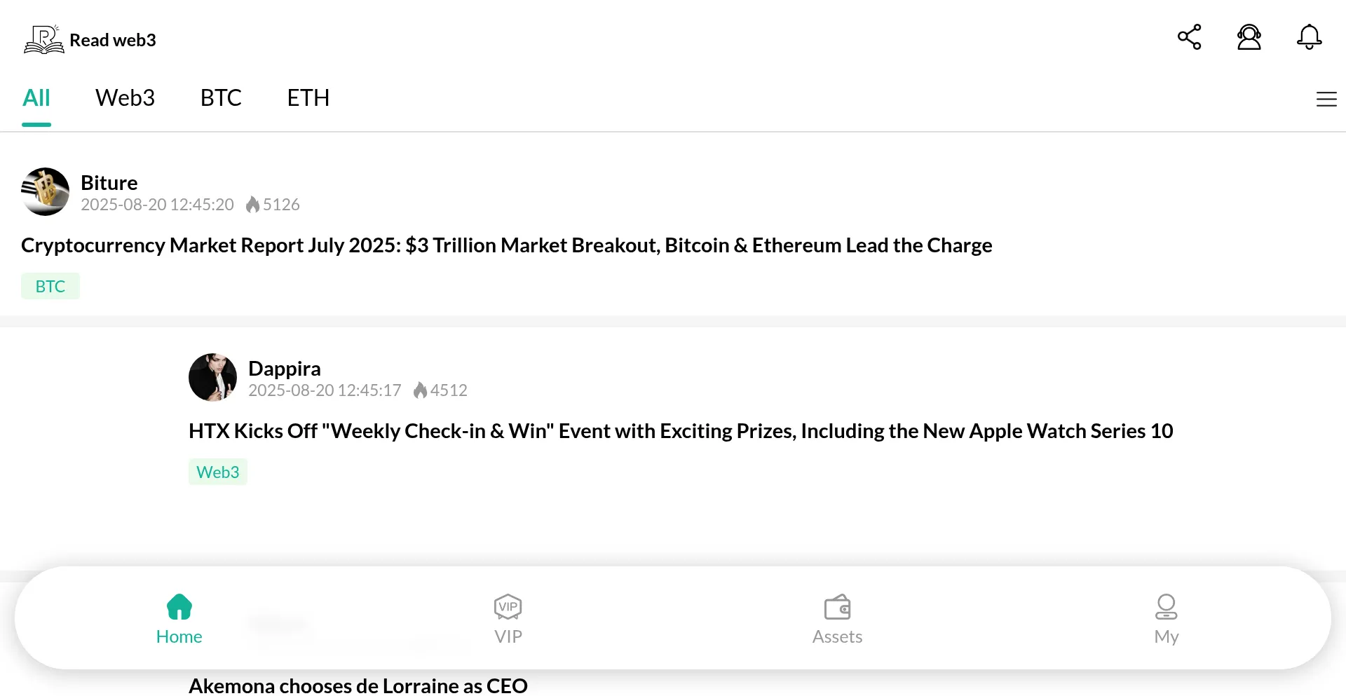 Website screenshot of Readweb3.com
