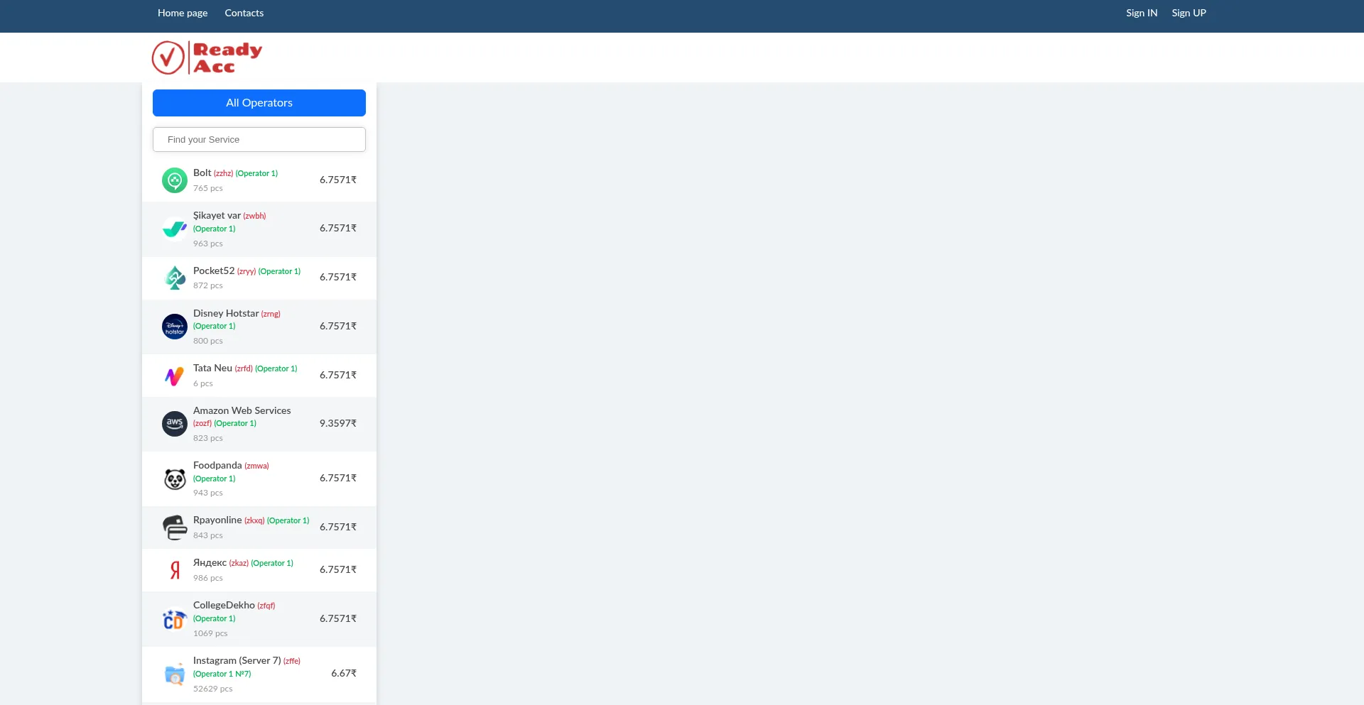 Website screenshot of Readyacc.store
