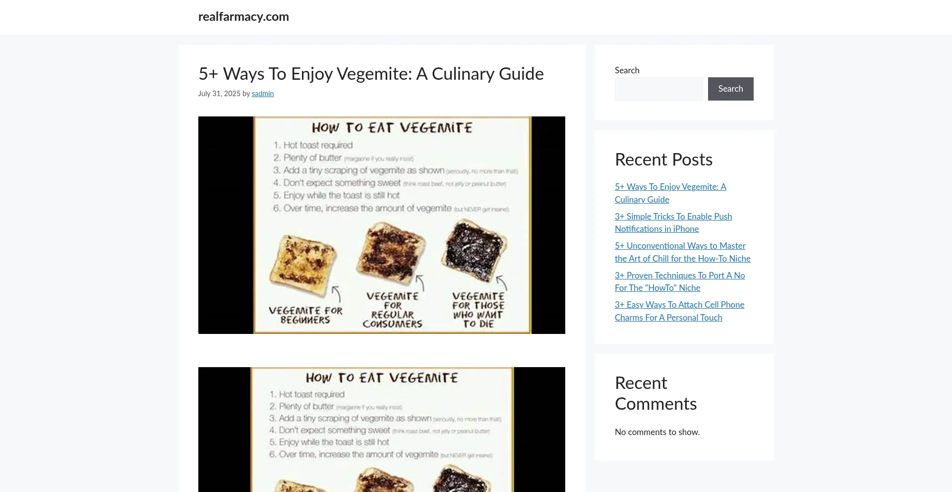 Website screenshot of Realfarmacy.com