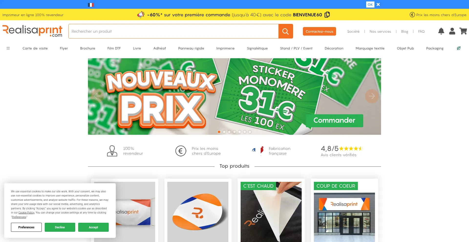 Website screenshot of Realisaprint.com