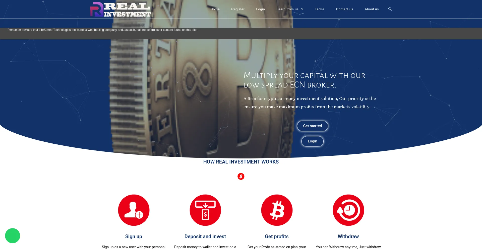 Website screenshot of Realivestment.org