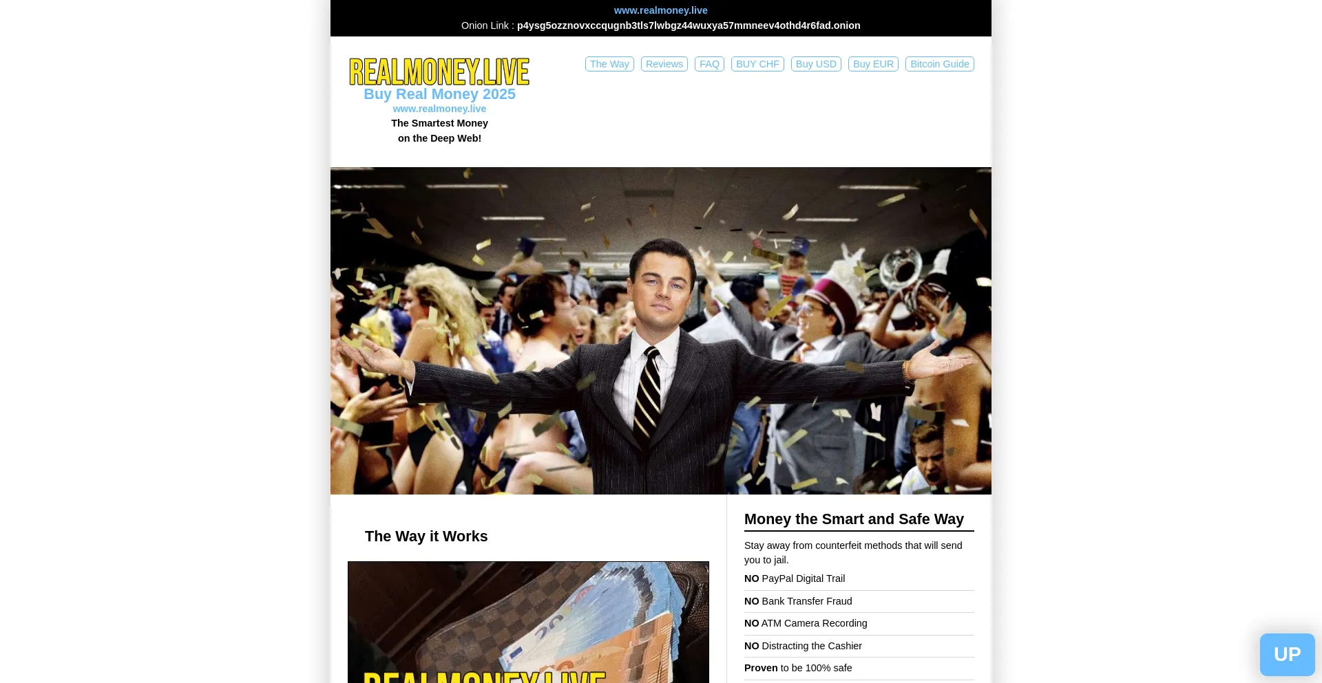 Website screenshot of Realmoney.live