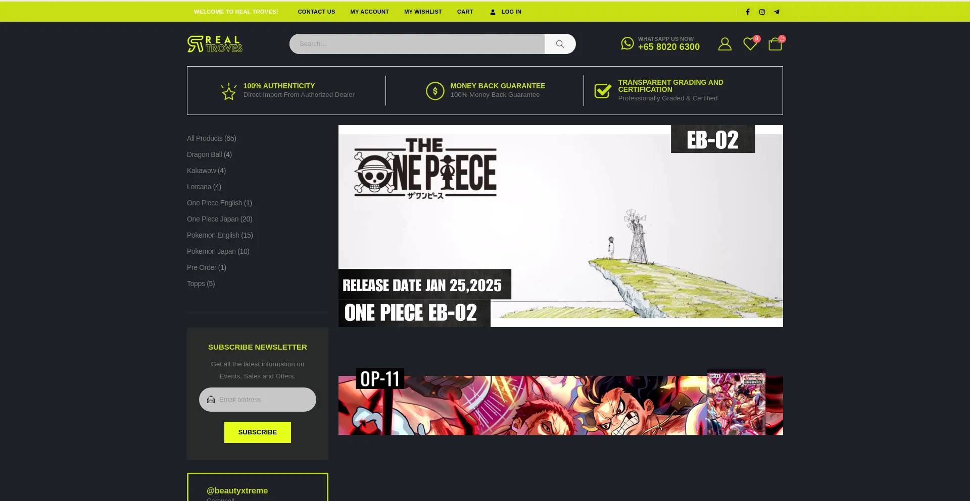 Website screenshot of Realtroves.com