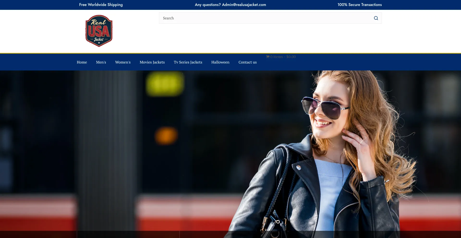 Website screenshot of Realusajacket.com
