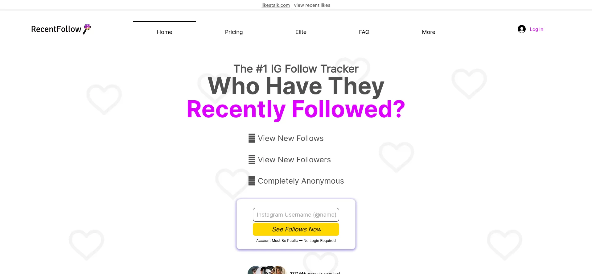 Recentfollow.com Screenshot
