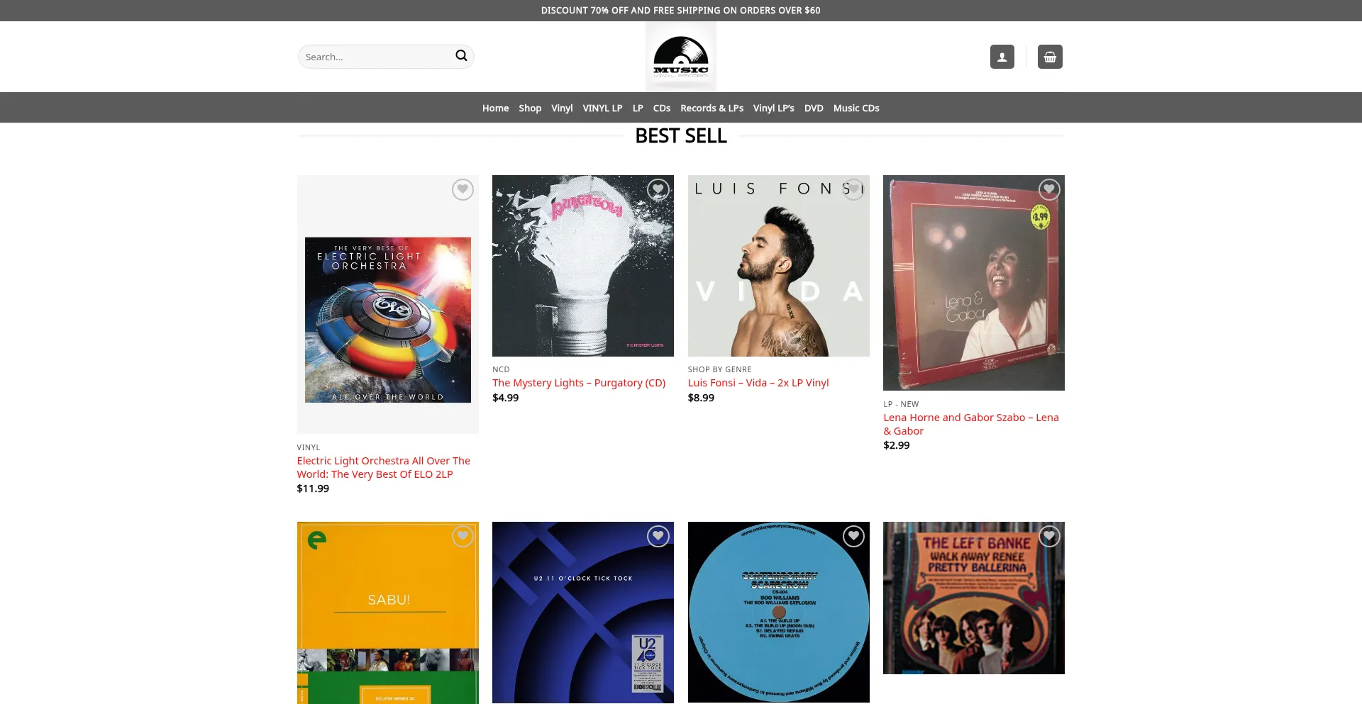 Website screenshot of Recordofvinylshop.com