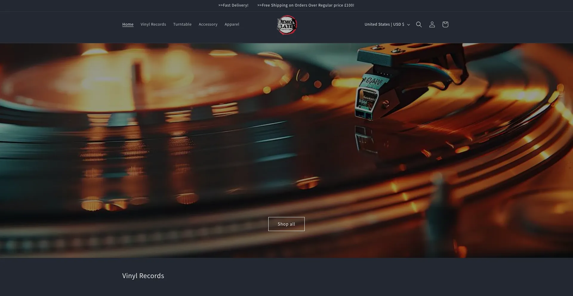Website screenshot of Recordsturntables.com