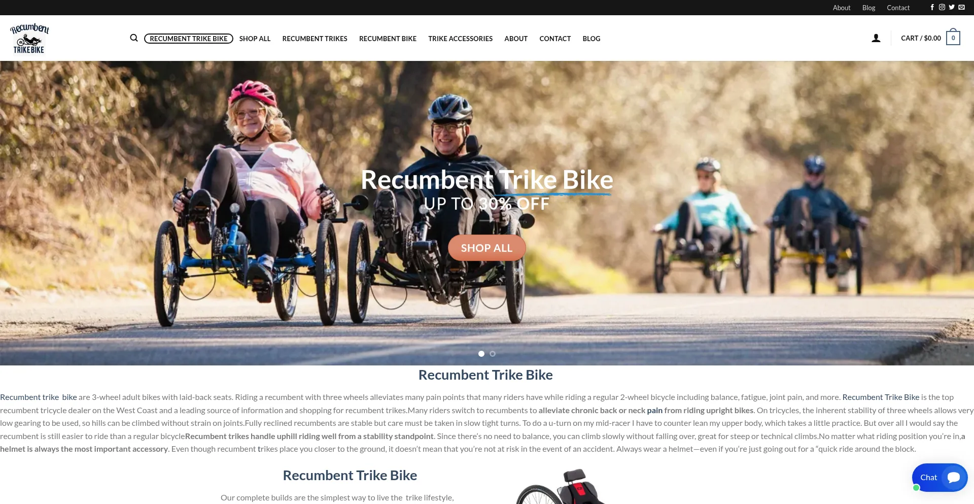 Website screenshot of Recumbenttrikebike.com