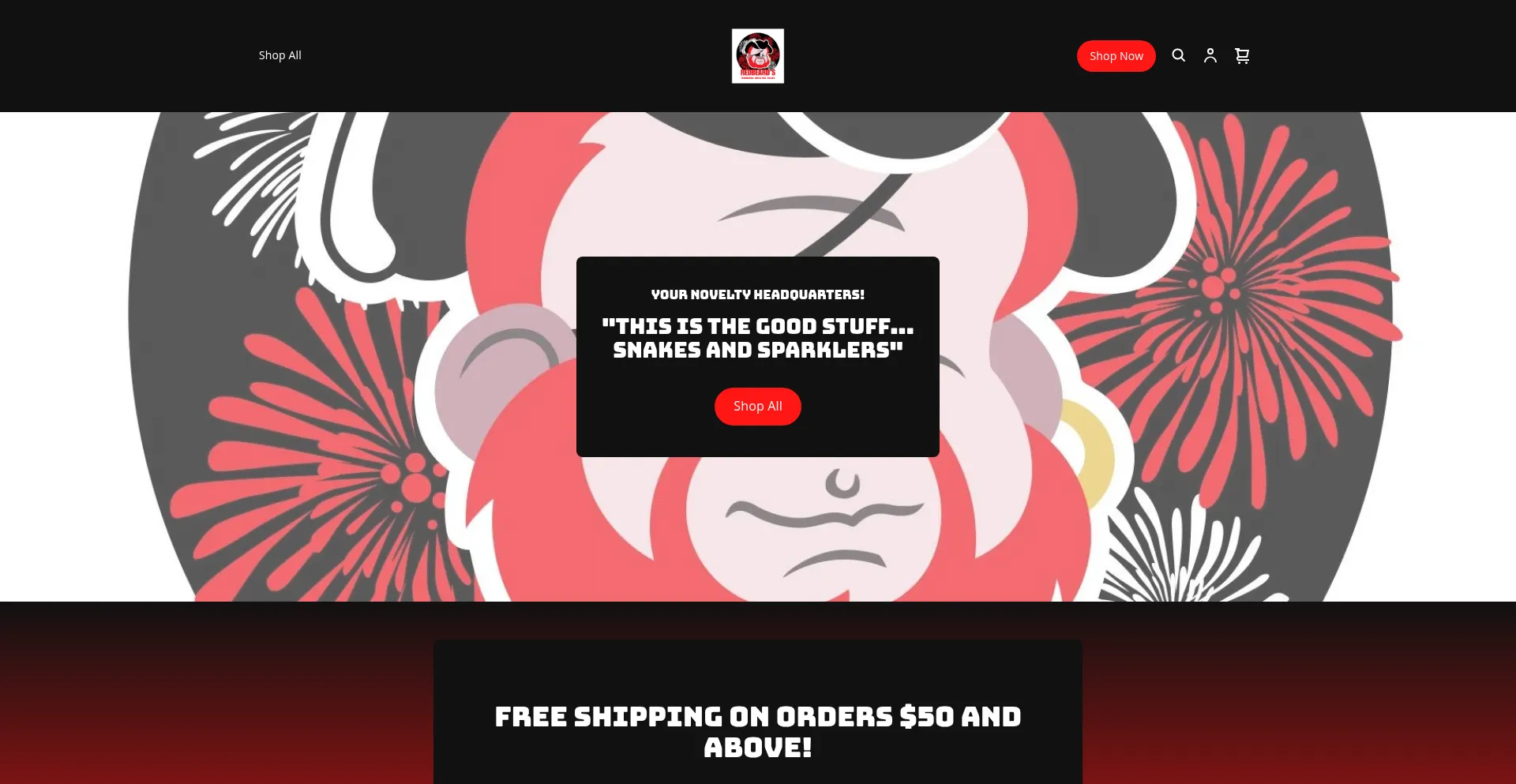 Website screenshot of Redbeardsfireworksnoveltiesonline.com