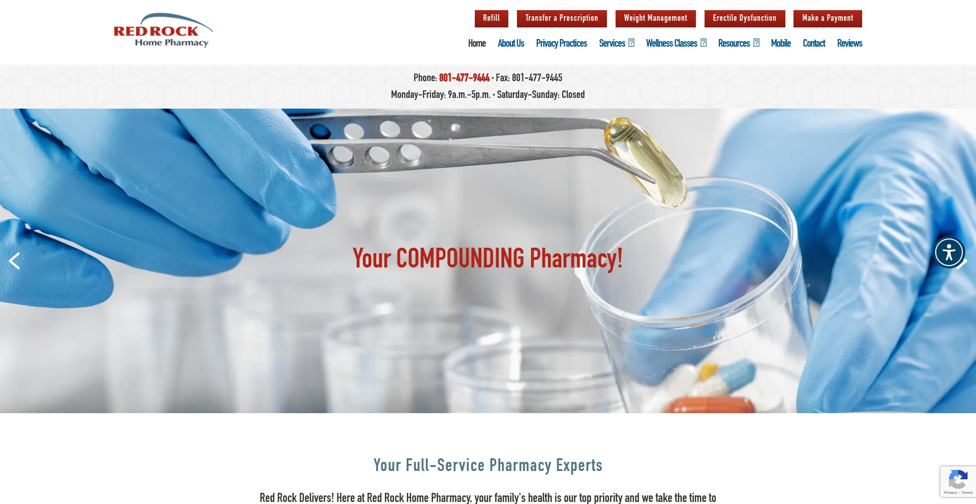 Website screenshot of Redrockhomepharmacy.com