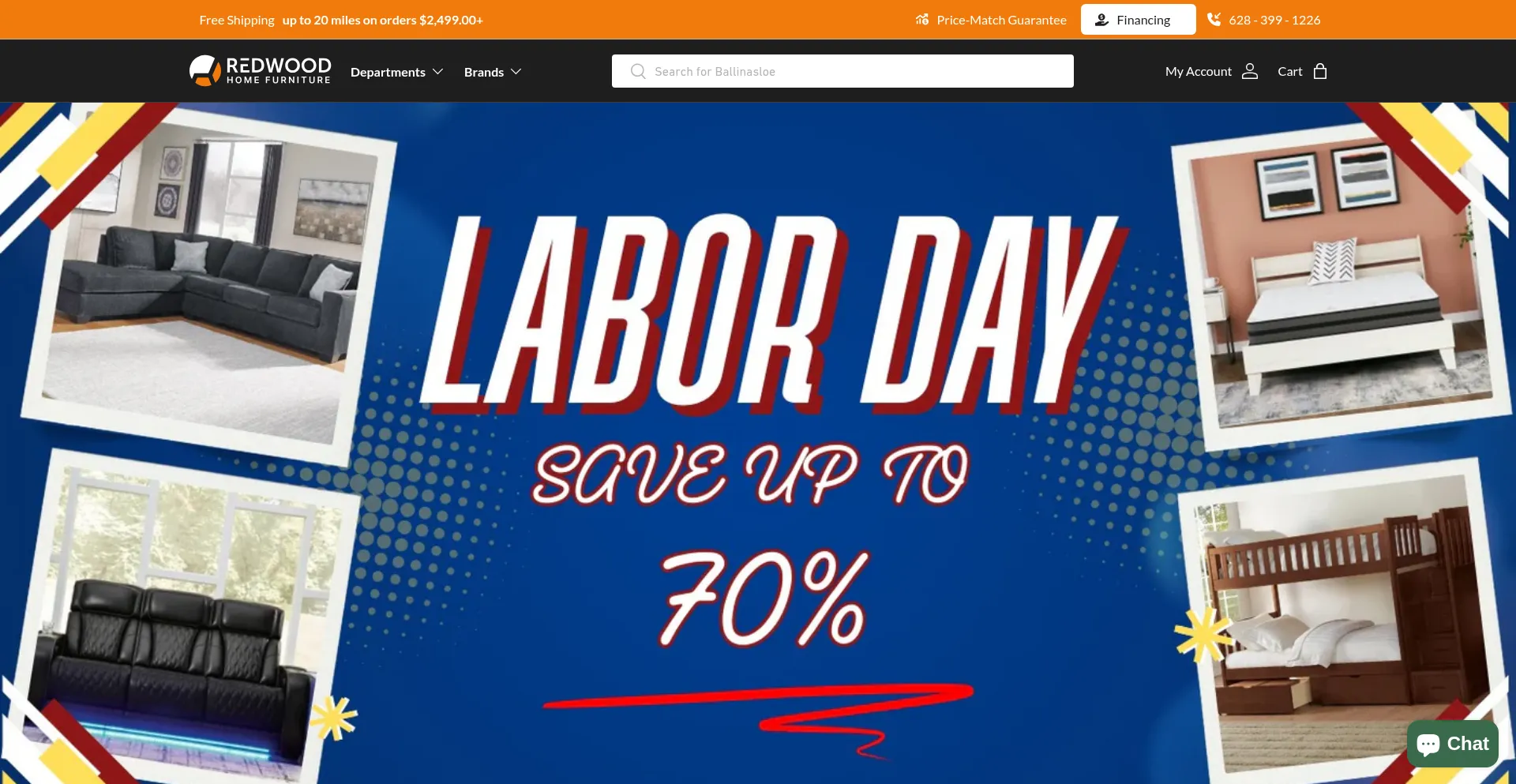 Website screenshot of Redwoodfurn.com