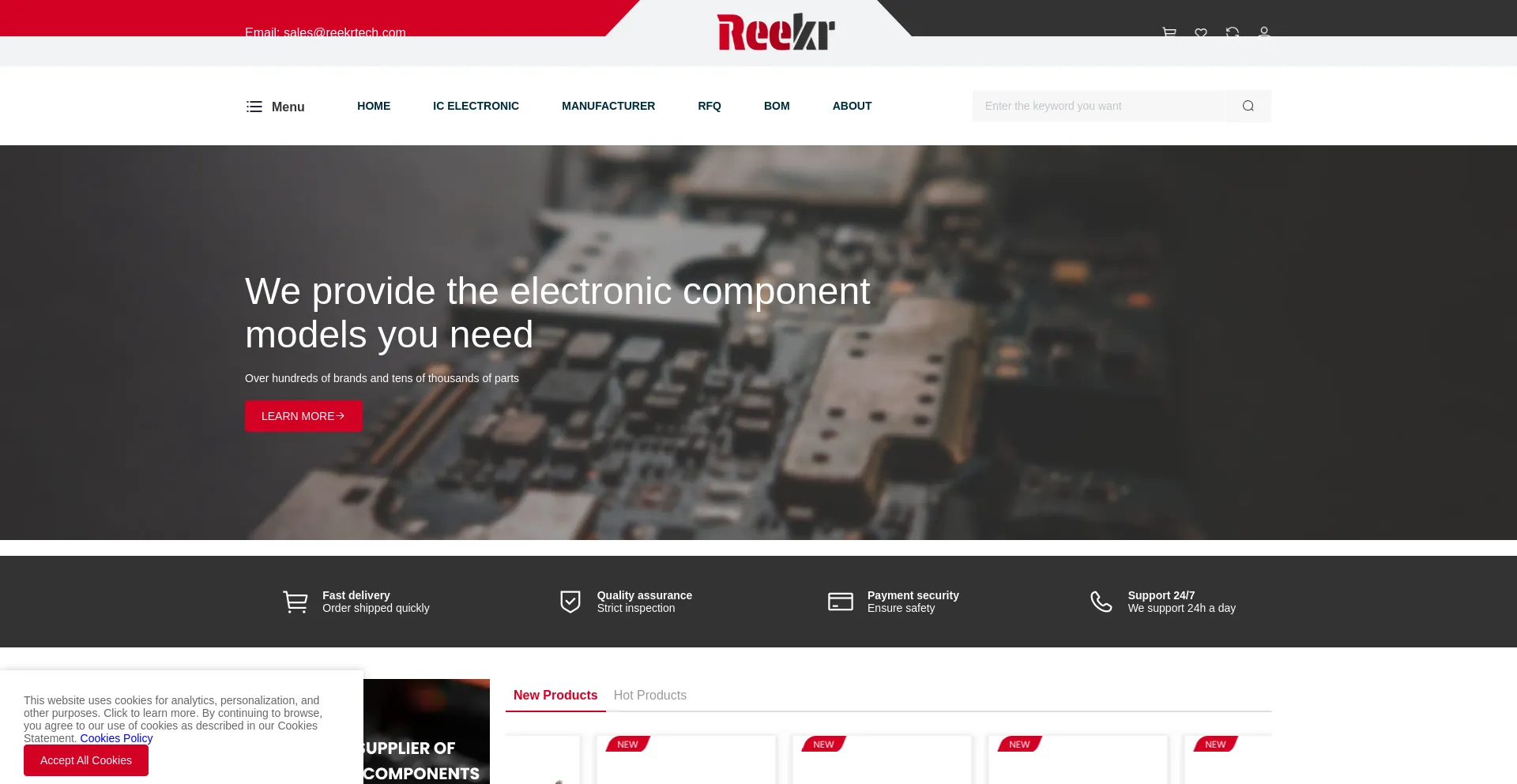 Website screenshot of Reekrtech.com