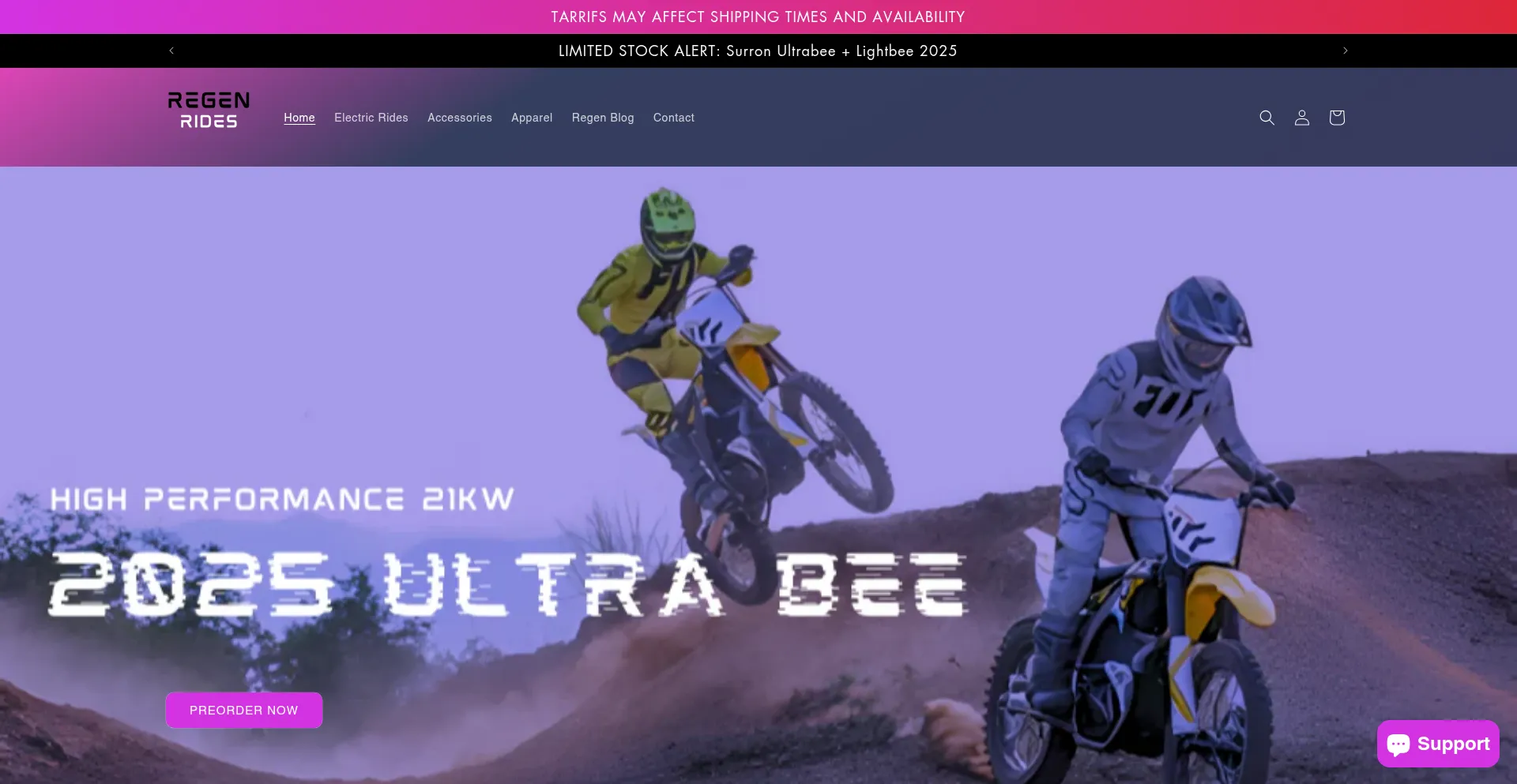 Regenrides.com Screenshot