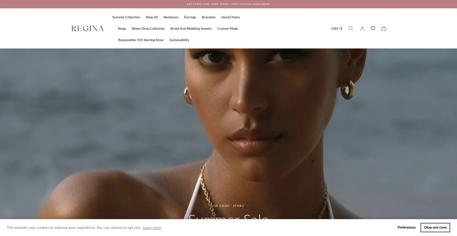Website screenshot of Reginajewelry.co