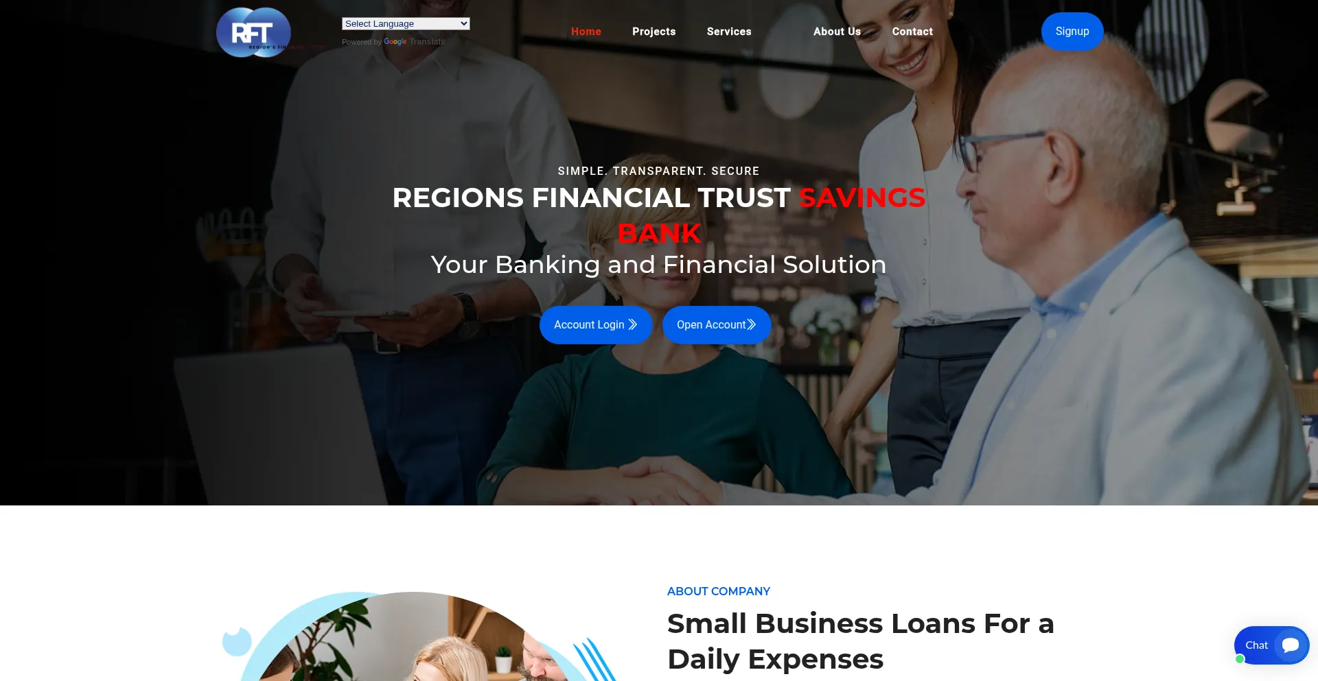 Website screenshot of Regionsfiinancialltrust.com