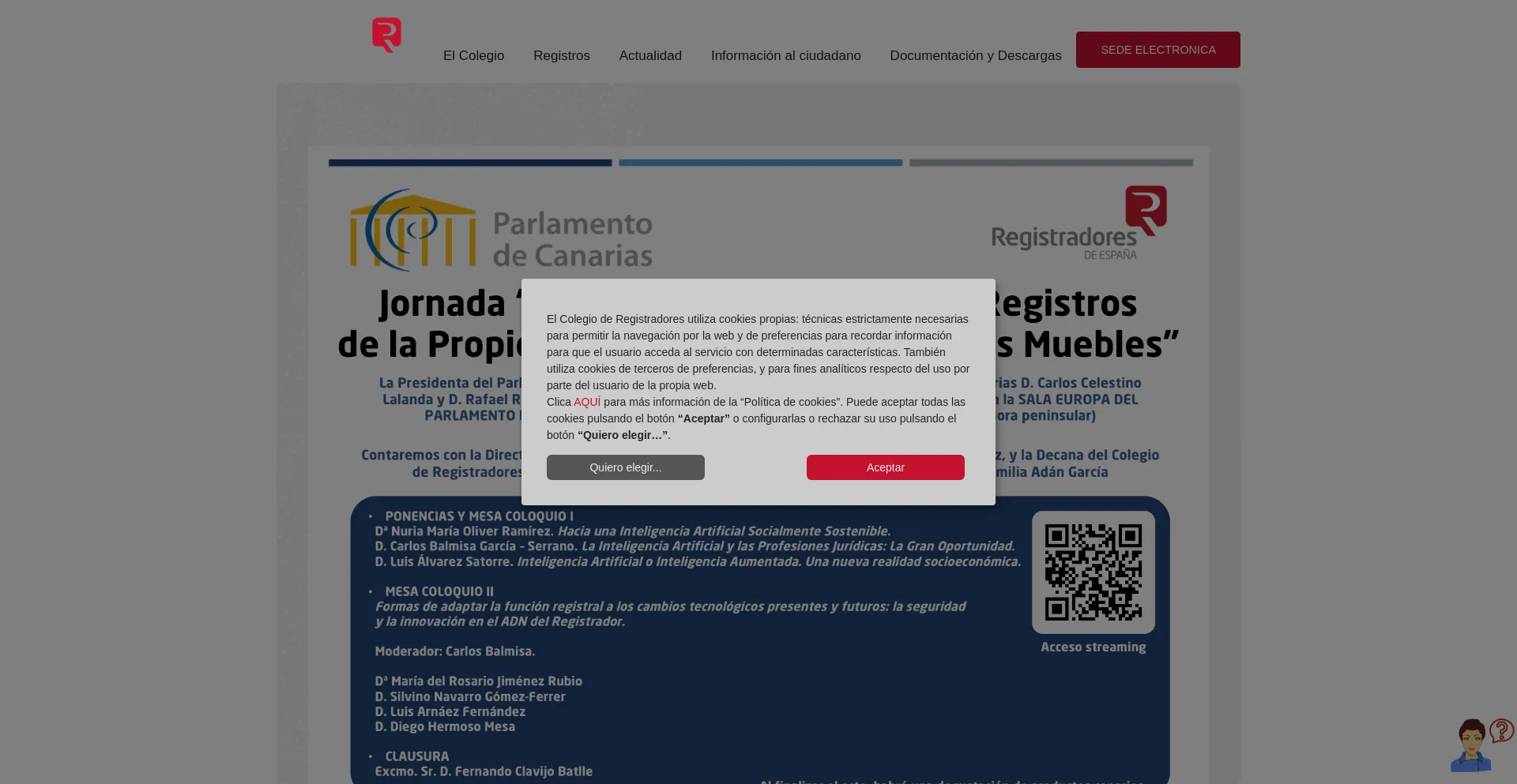 Website screenshot of Registradores.org