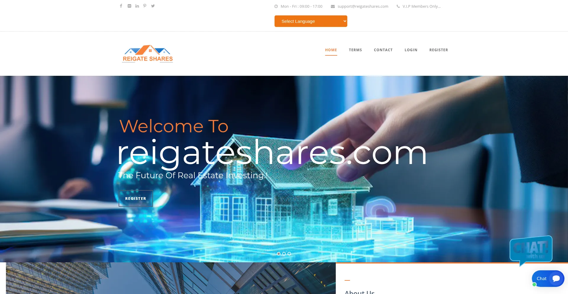 Website screenshot of Reigateshares.com