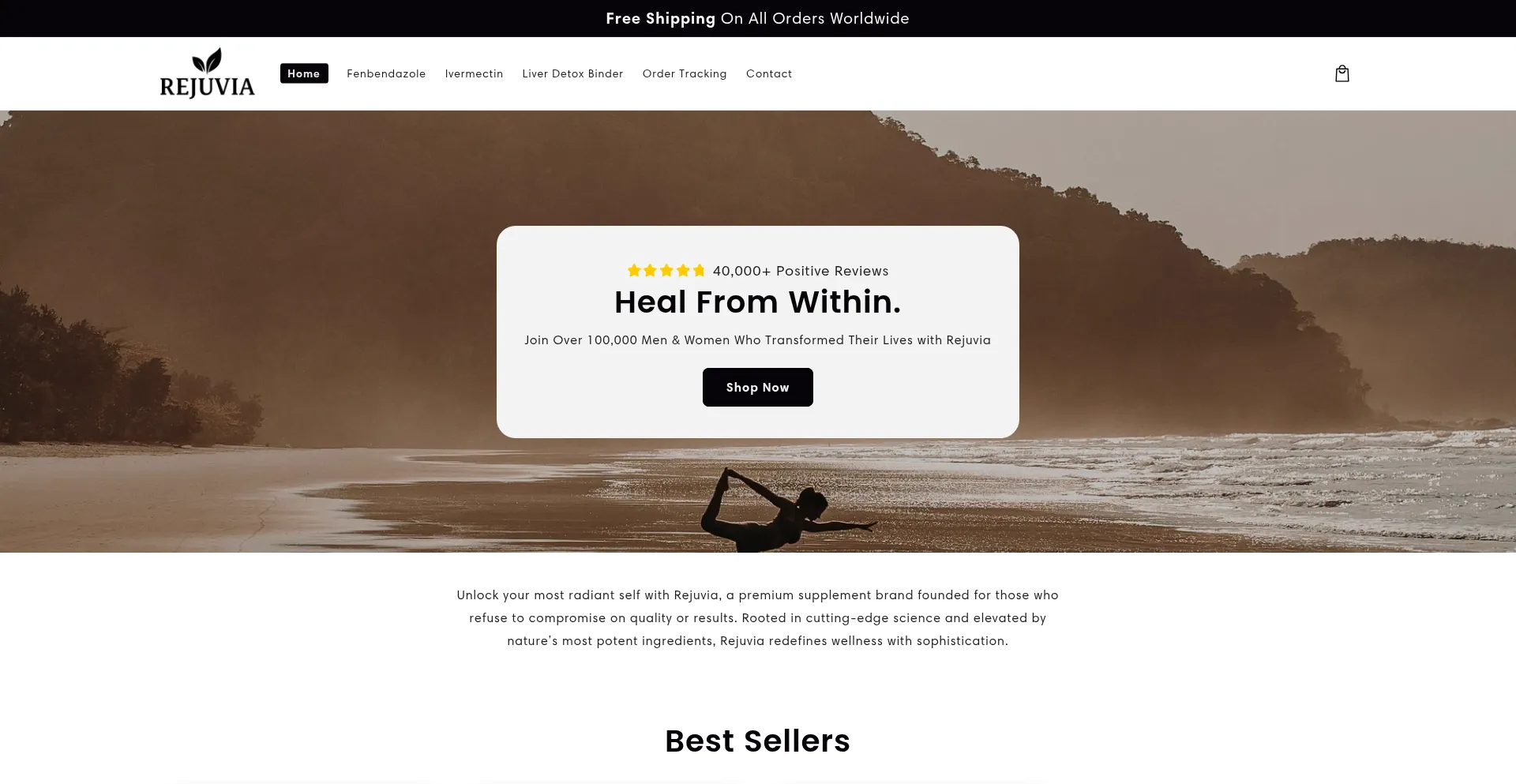 Website screenshot of Rejuvia.store