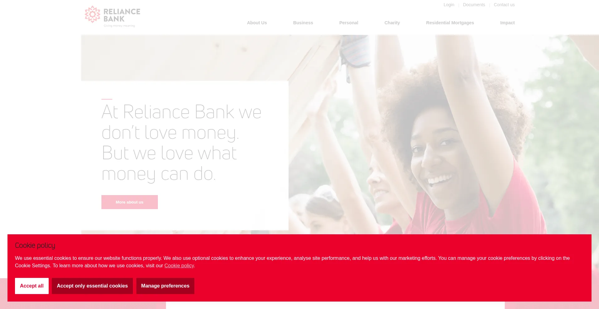 Website screenshot of Reliancebankltd.com