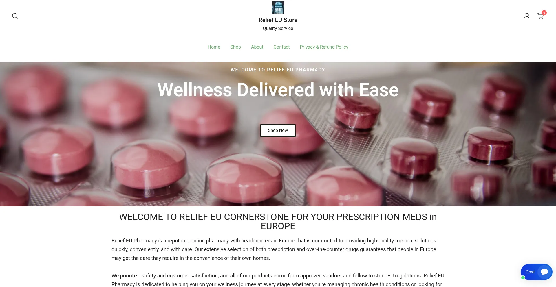 Website screenshot of Reliefeu.com