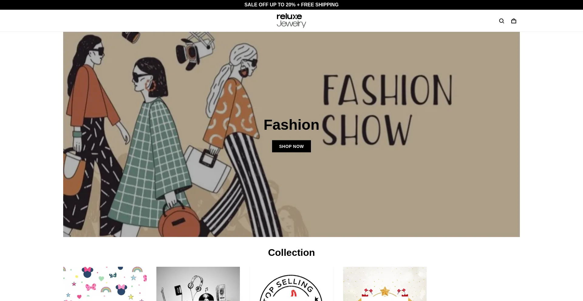 Website screenshot of Reluxejewelry.com