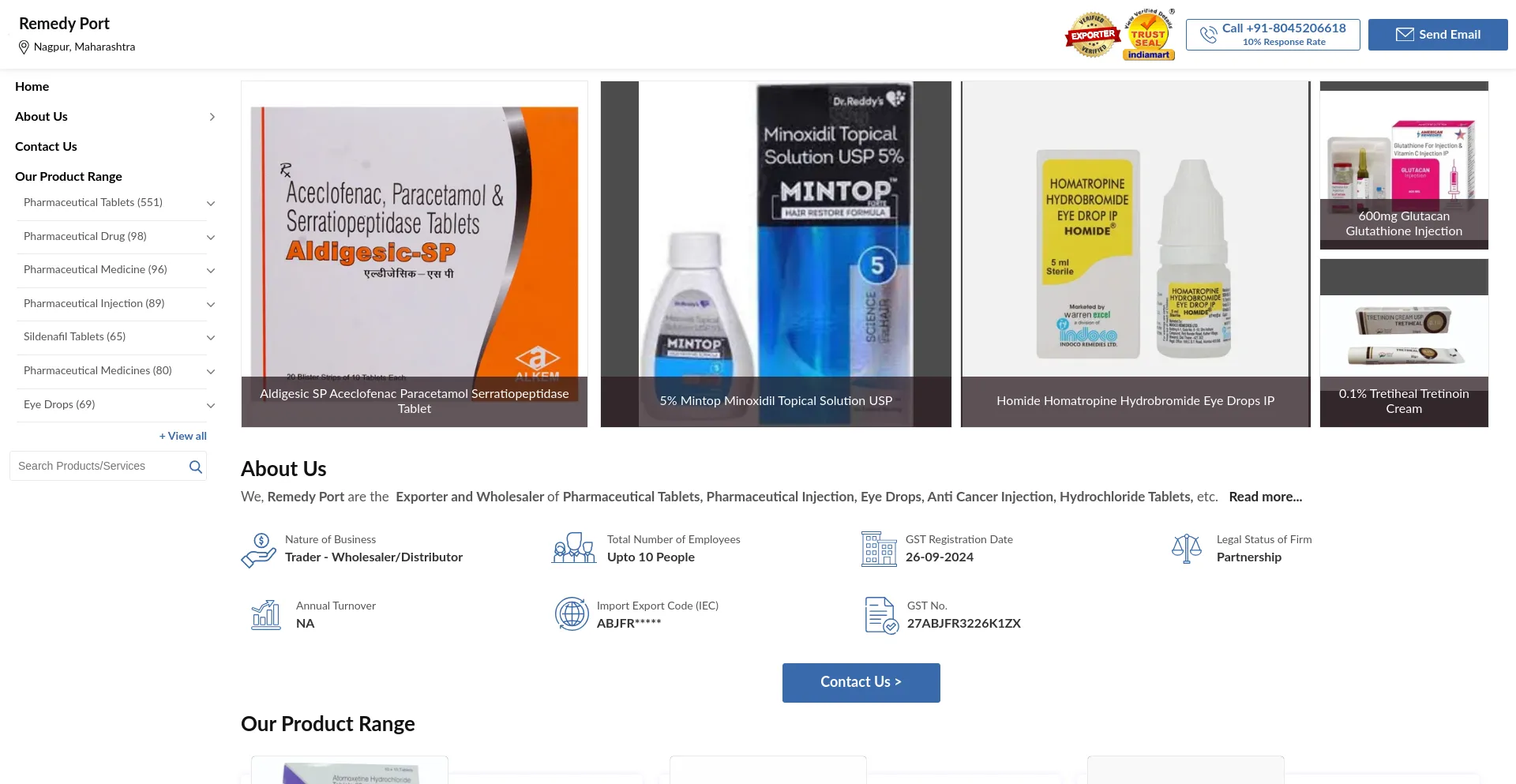 Website screenshot of Remedyport.com