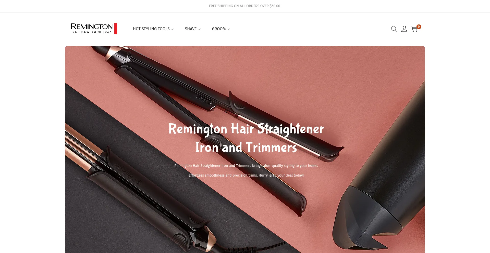 Website screenshot of Remingtonstylingtools.com