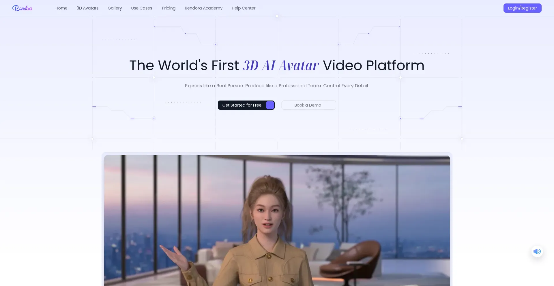 Website screenshot of Rendora.ai