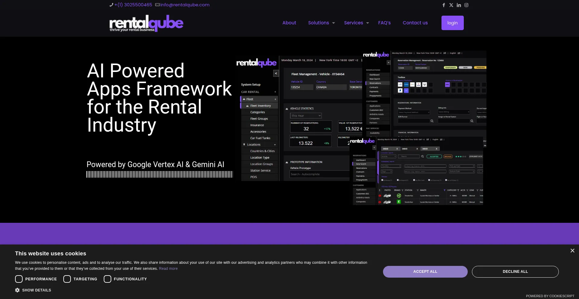 Website screenshot of Rentalqube.com