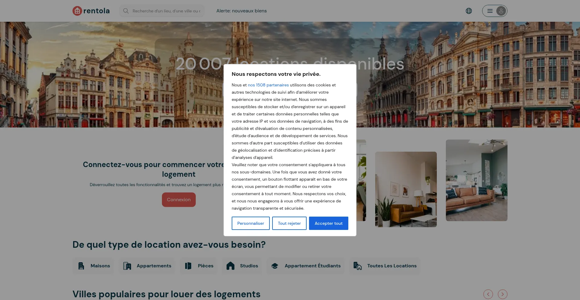 Website screenshot of Rentola.be