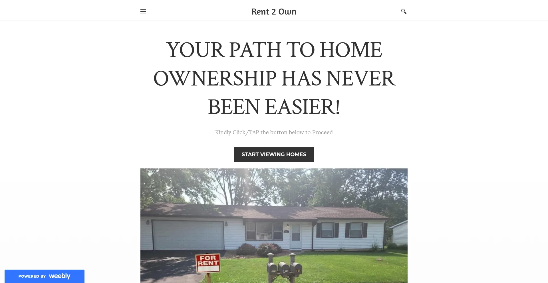 Website screenshot of Renttwo2own.weebly.com