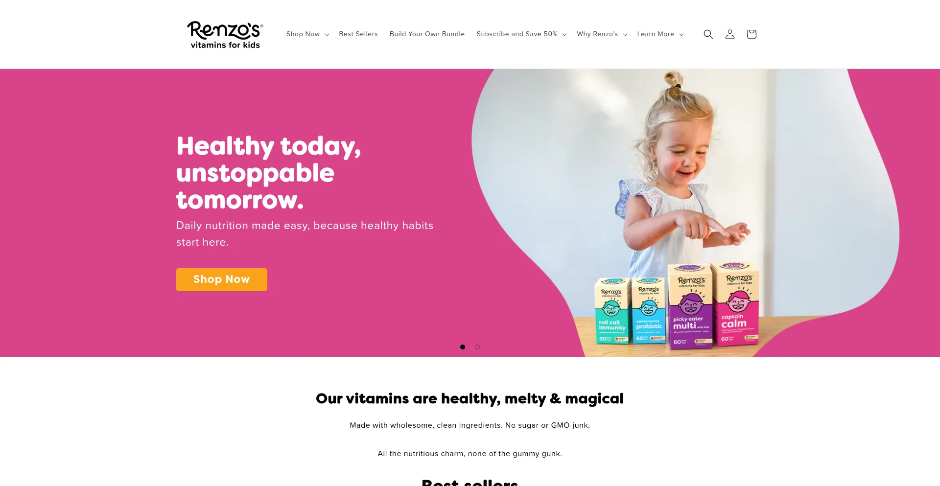 Website screenshot of Renzosvitamins.com