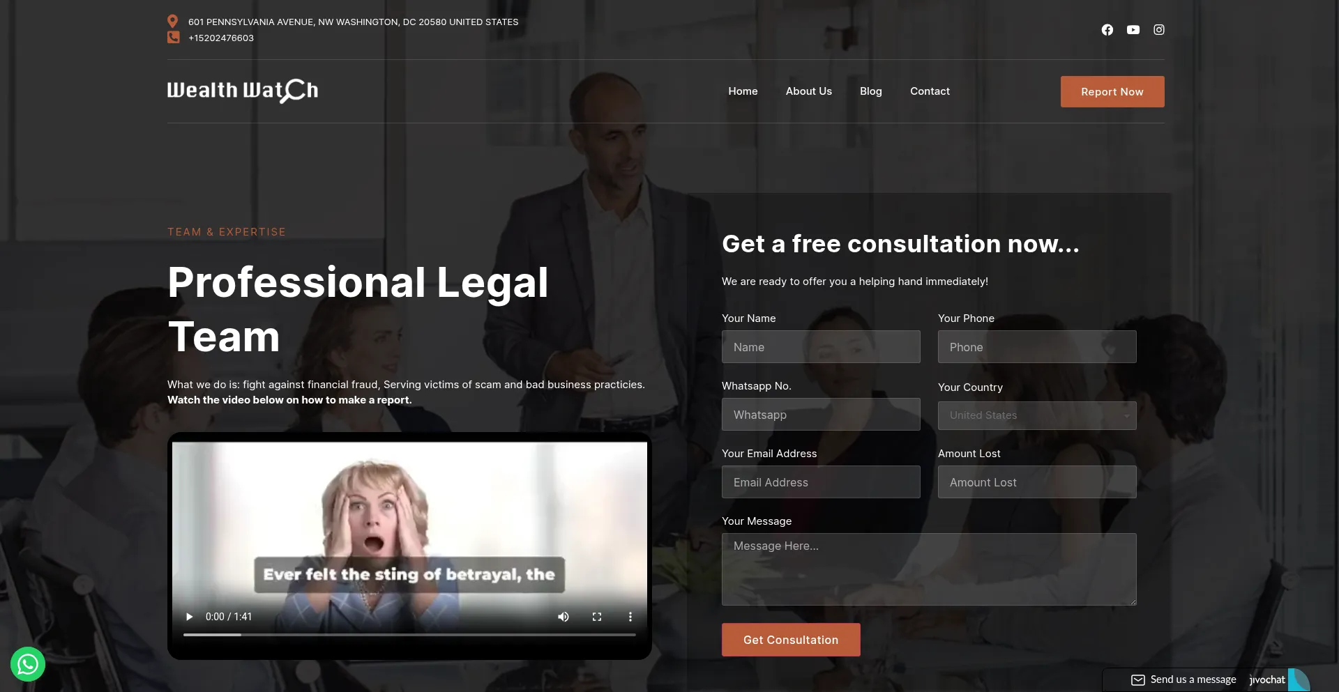 Website screenshot of Reportwithww.org