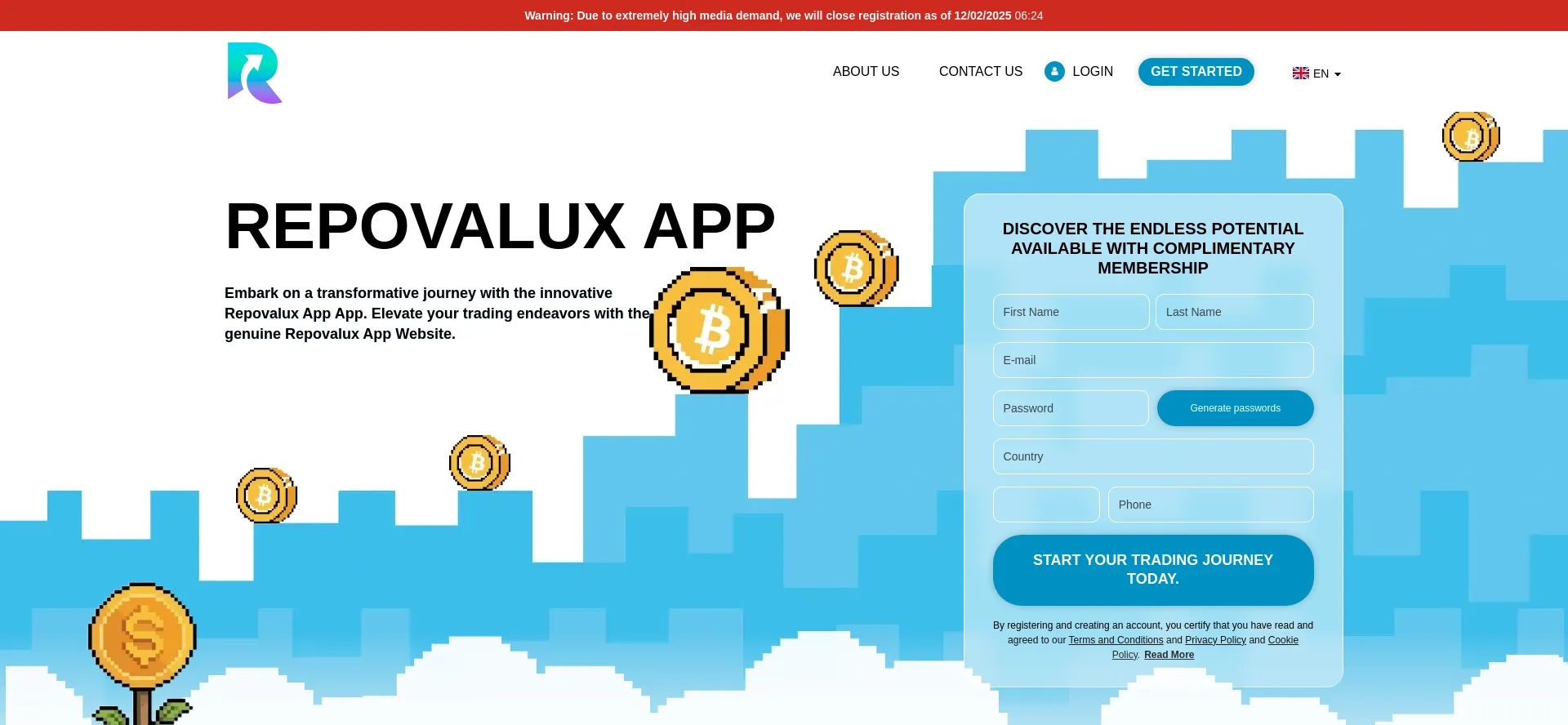 Website screenshot of Repovalux-app.com