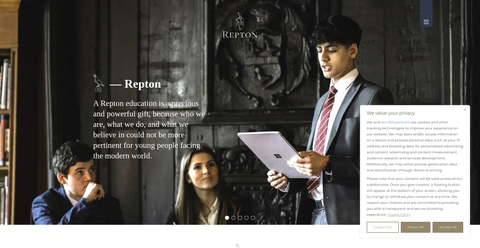 Website screenshot of Repton.org.uk