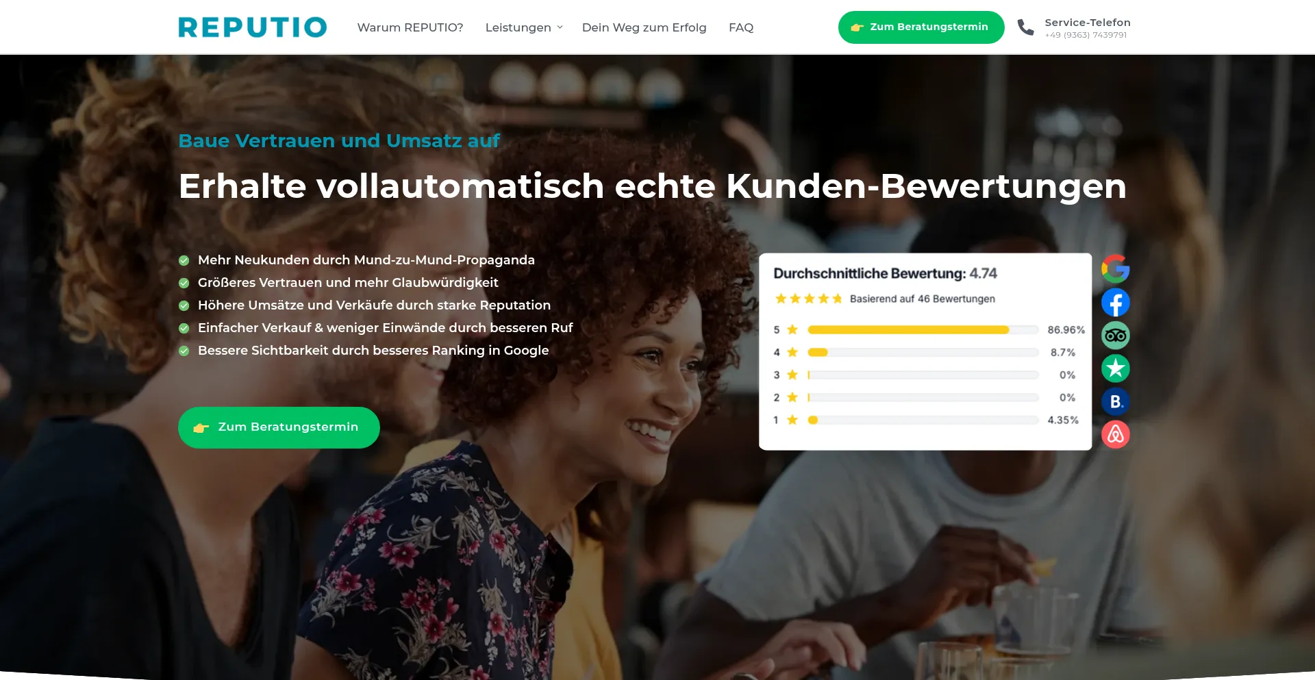 Website screenshot of Reputio.de