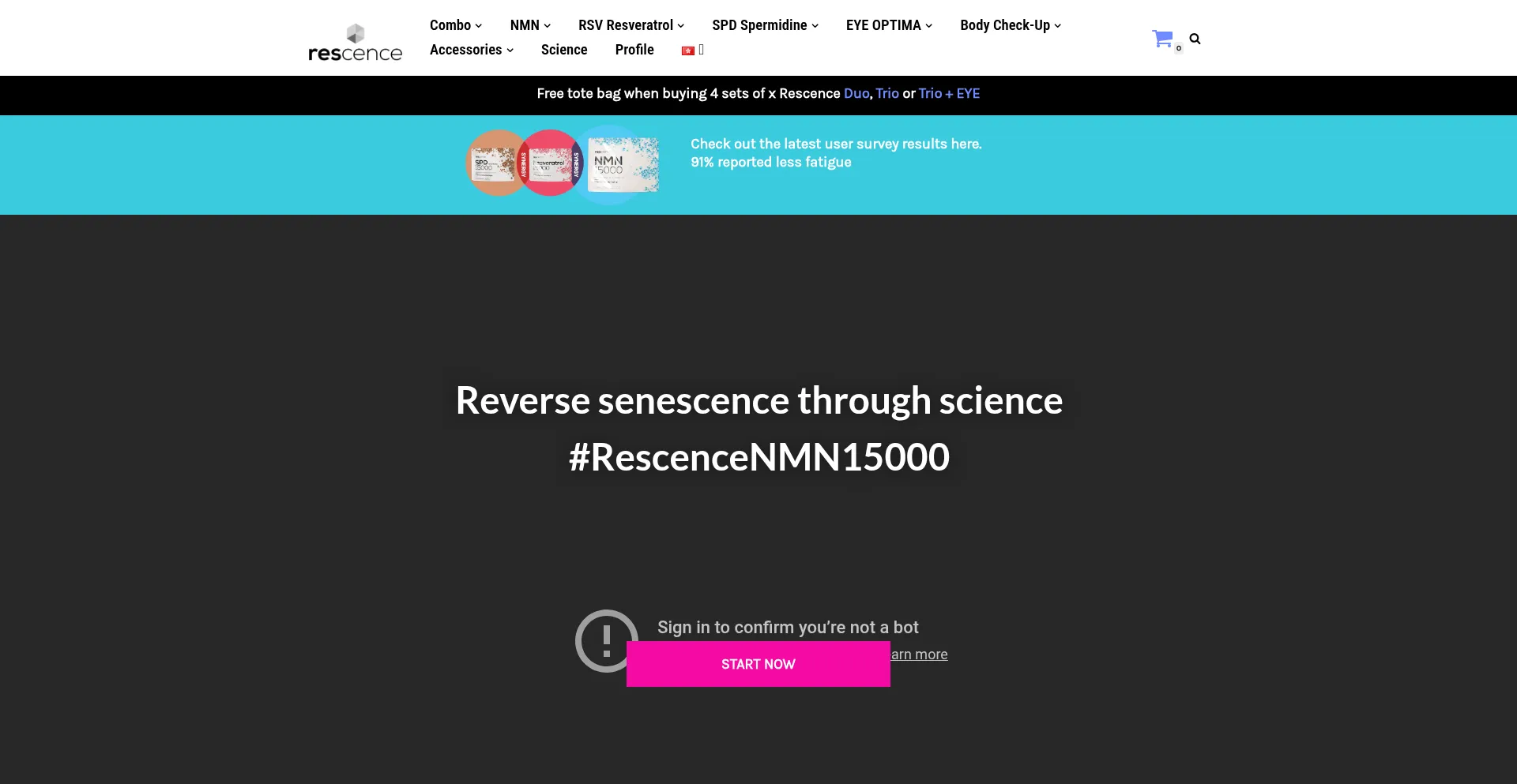 Website screenshot of Rescence.com