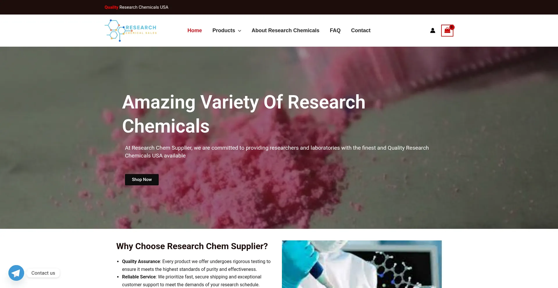 Website screenshot of Researchchemicalsales.com