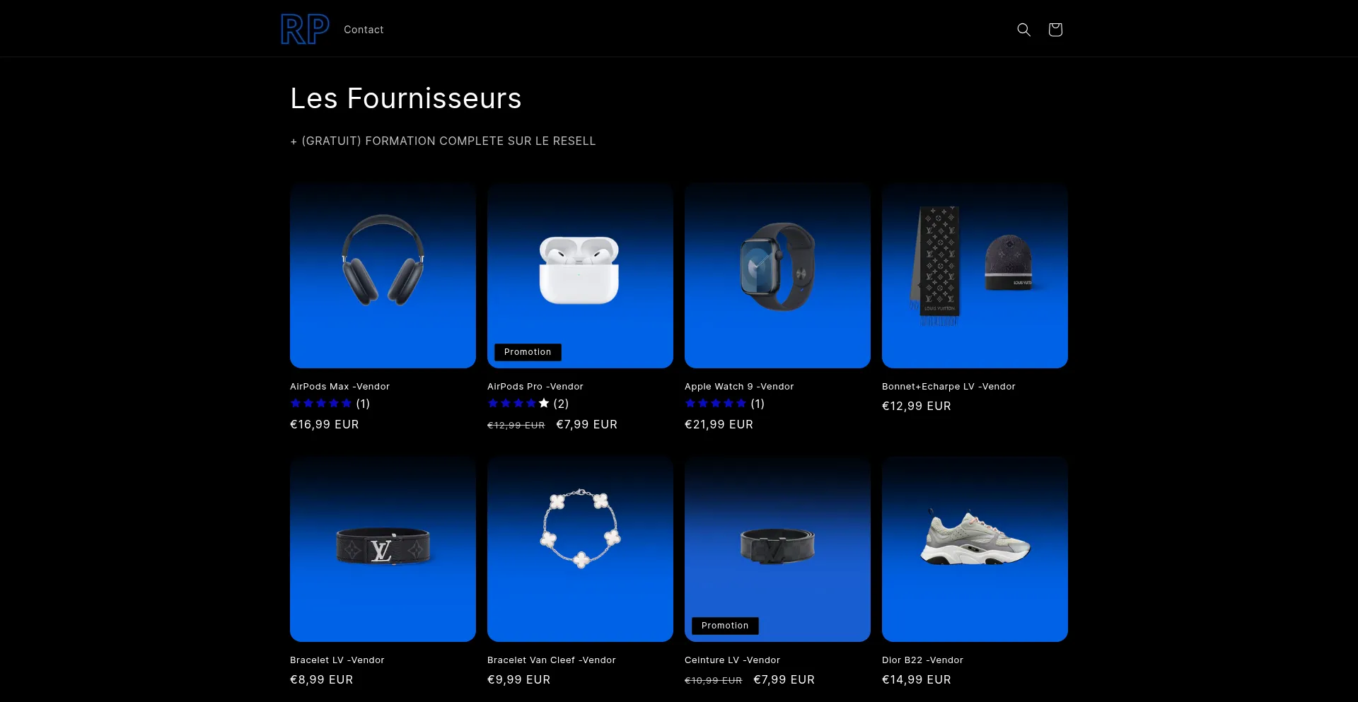 Website screenshot of Resellparadise.xyz