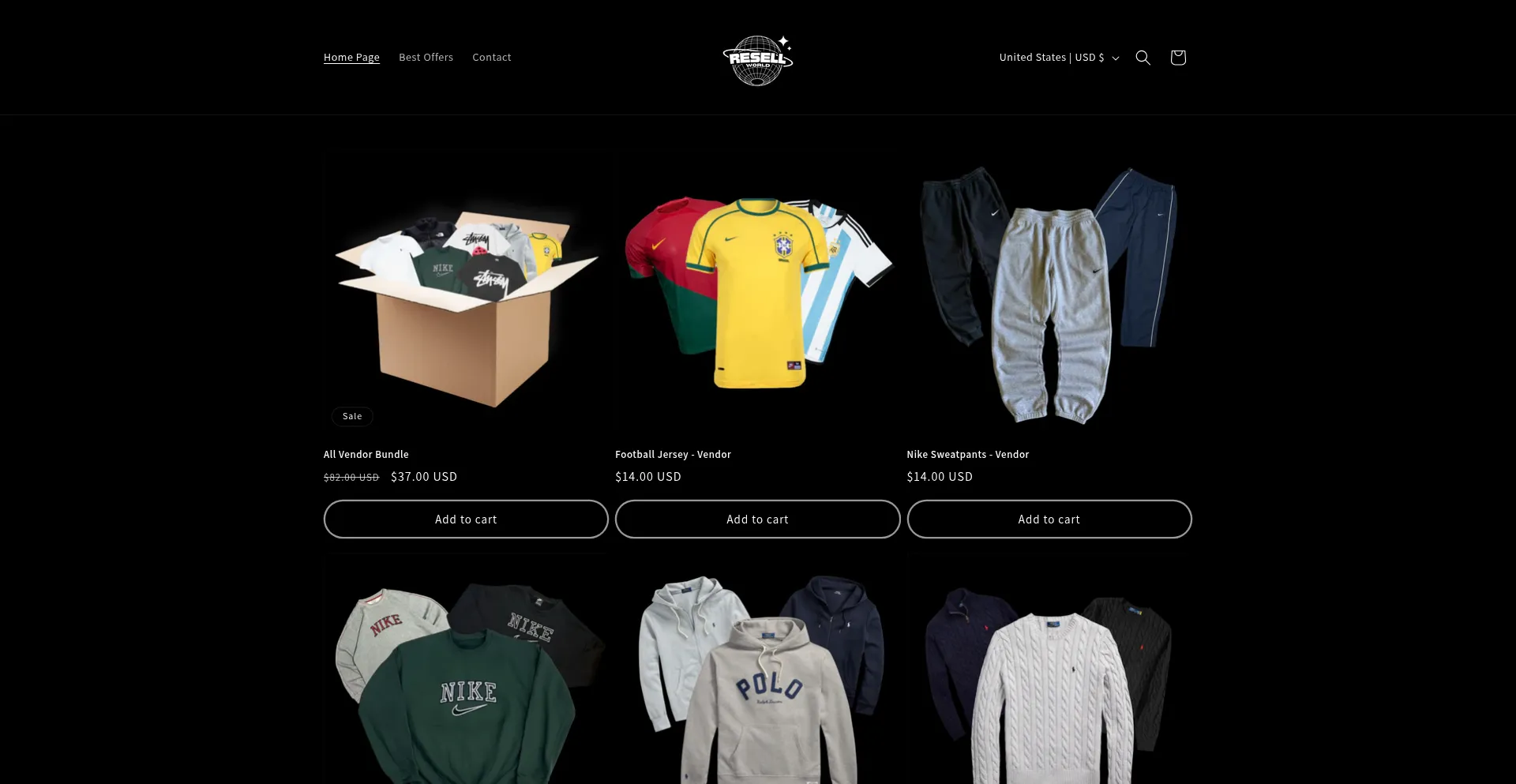 Website screenshot of Resellworld.store