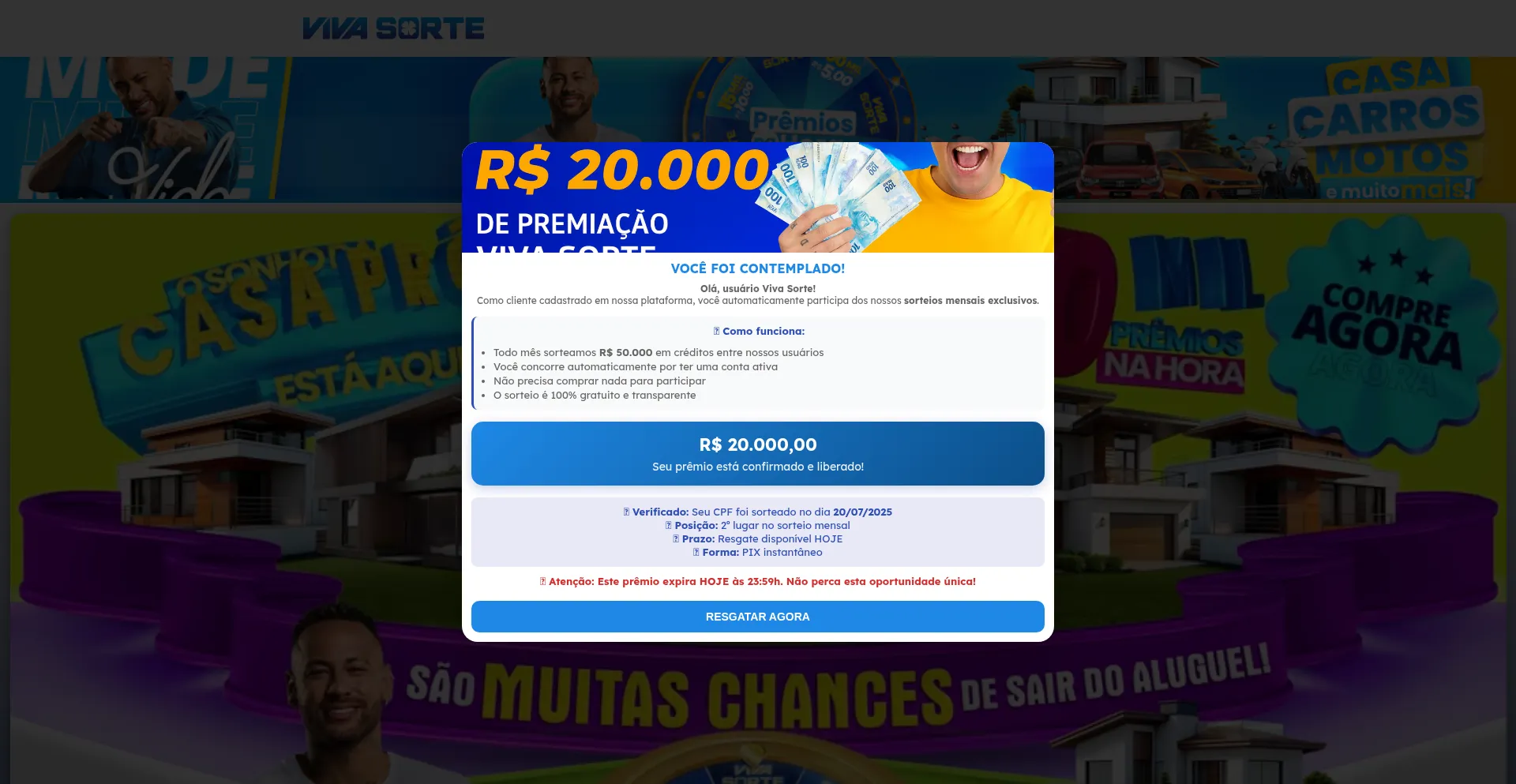 Website screenshot of Resgatedepremio.link