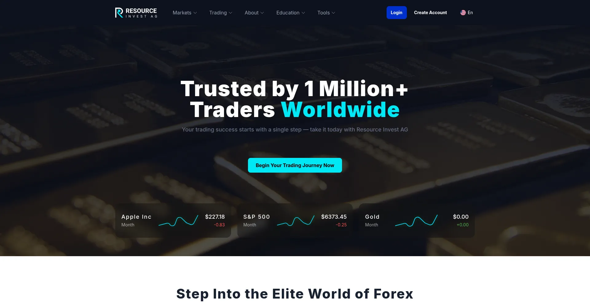 Website screenshot of Resourceinvestag.com