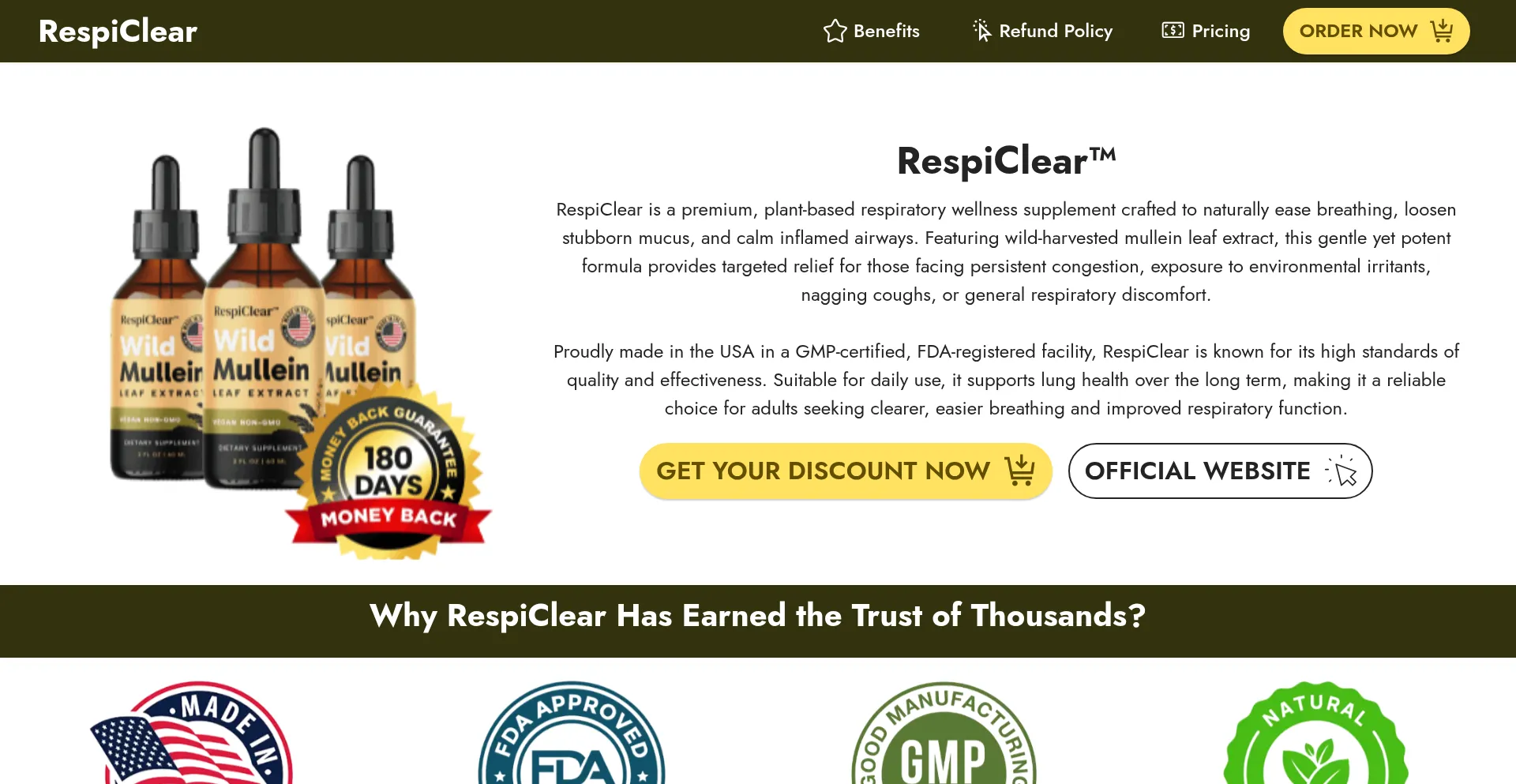 Website screenshot of Respiiclear.com