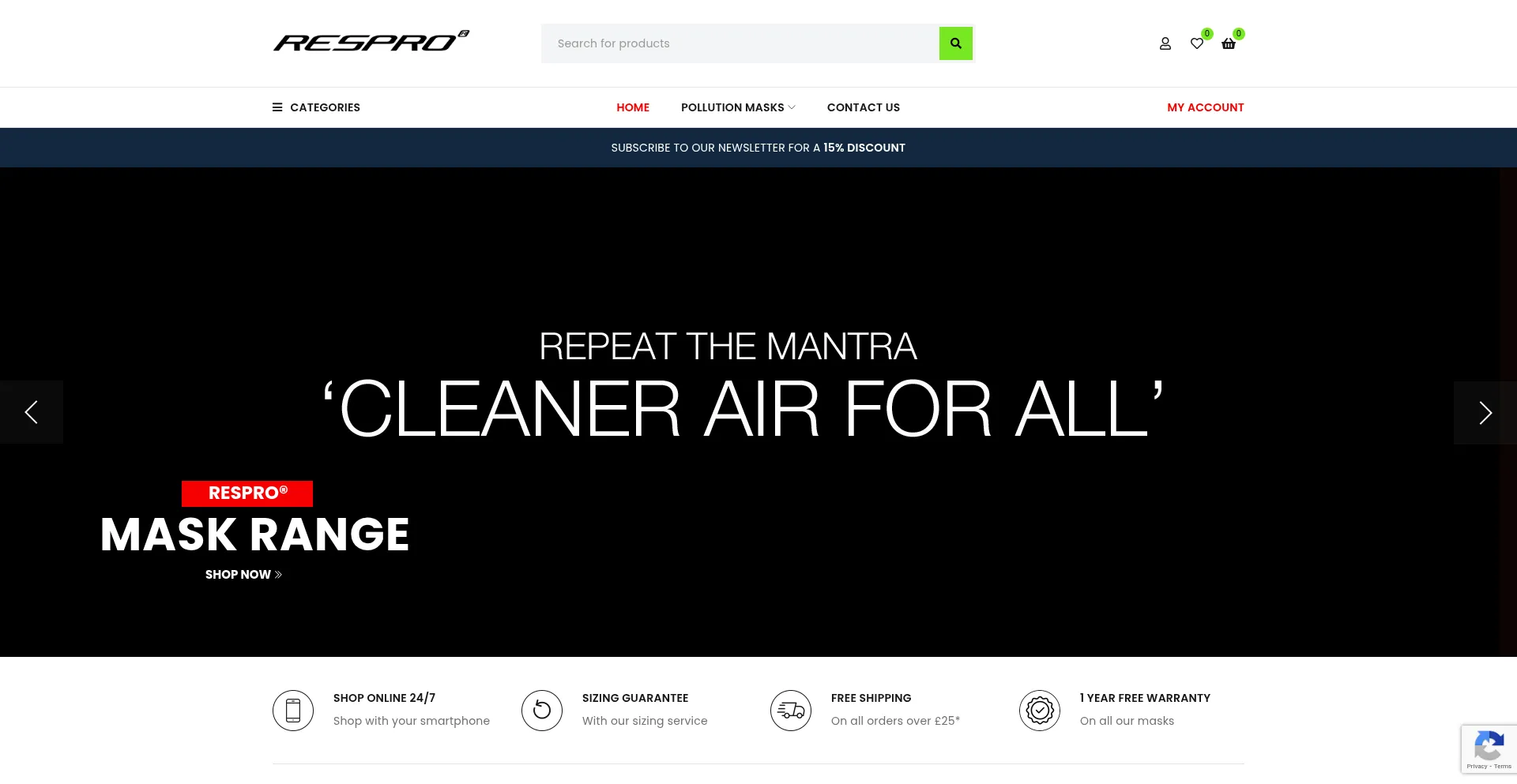 Website screenshot of Respro.com