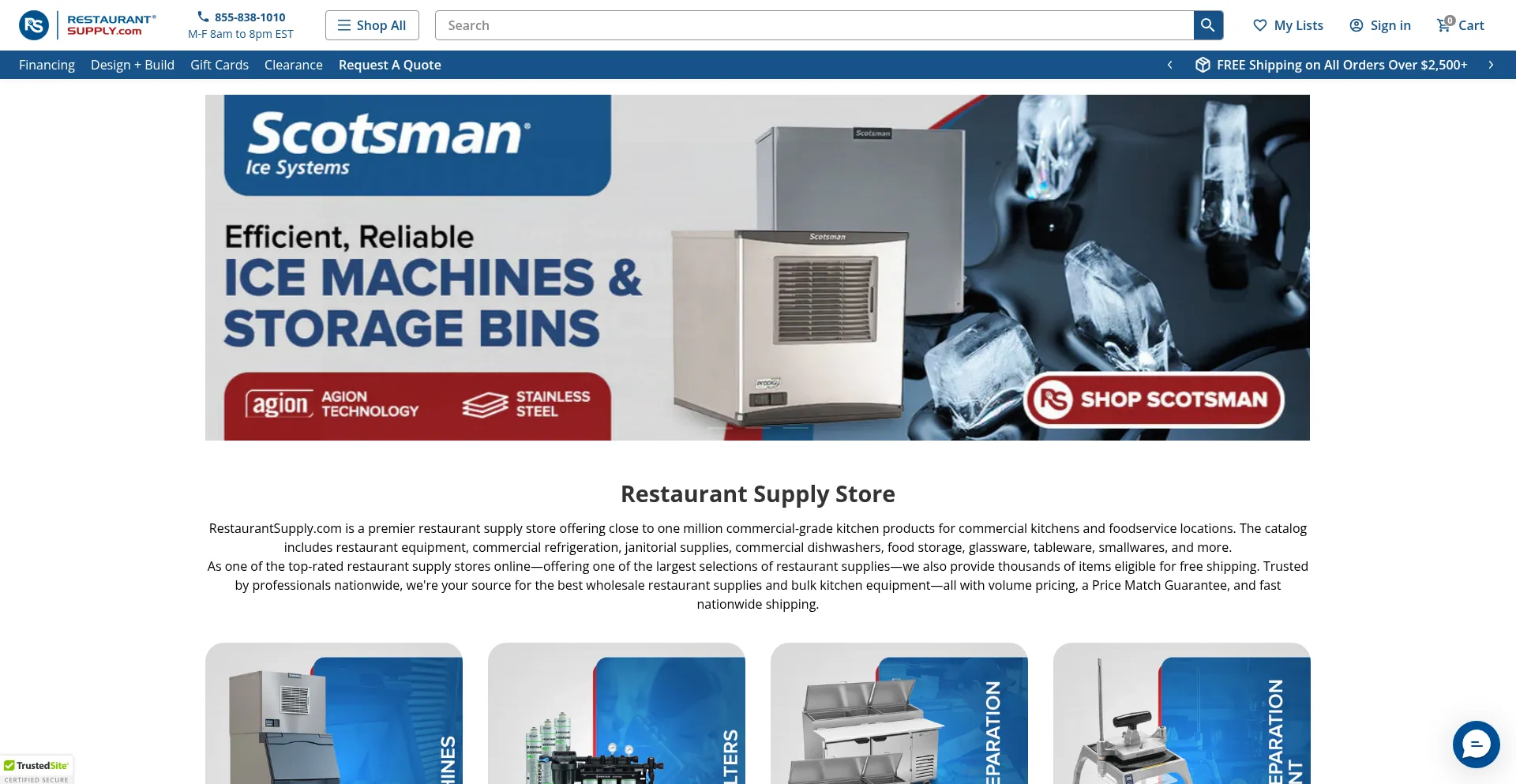 Website screenshot of Restaurantsupply.com